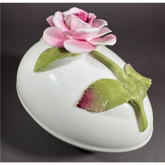 Vintage Aynsley Hand Paint Porcelain Fine China Egg Shape Trinket Box Easter - Picture 4 of 9